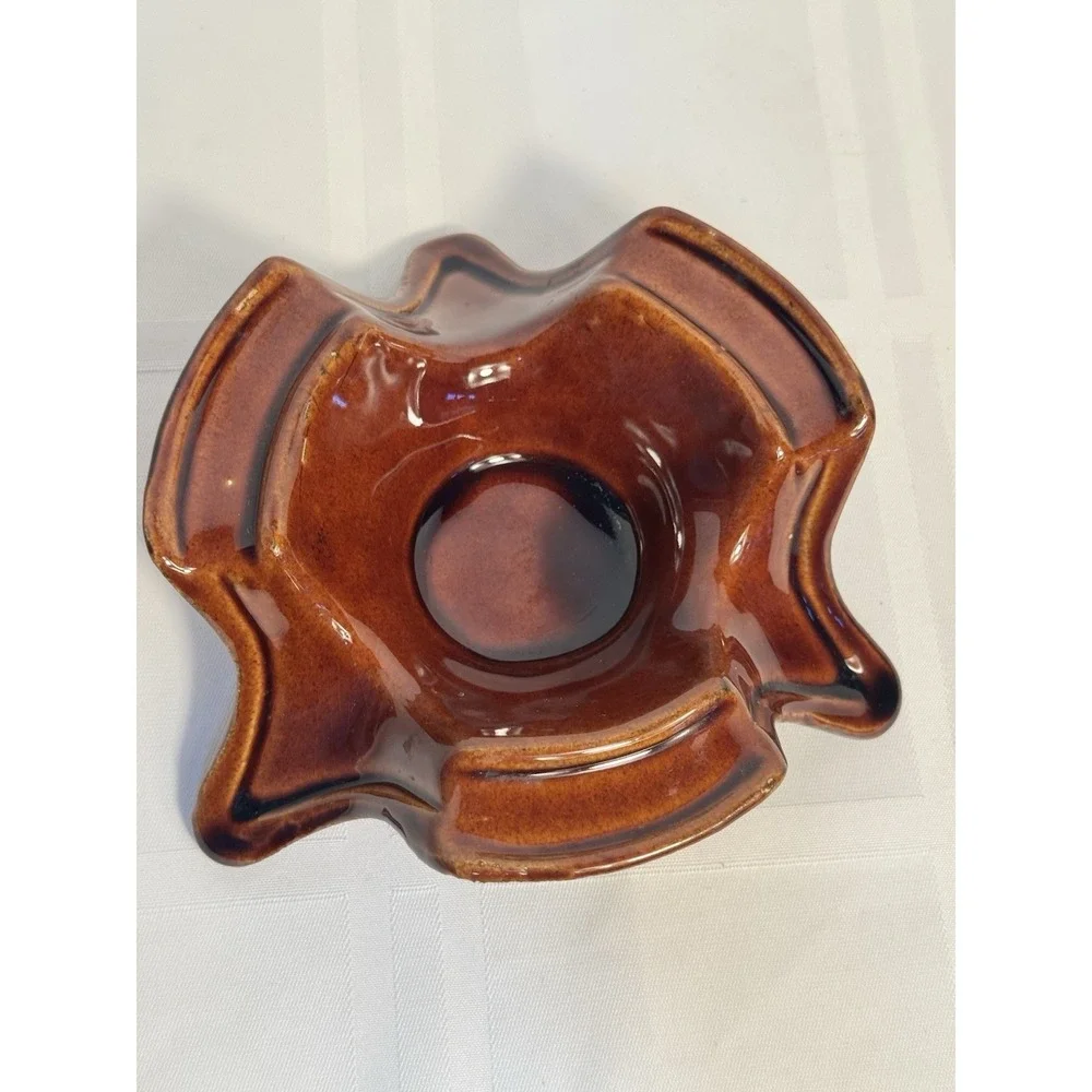 Vintage Kathy Kale USA Brown Glaze Pottery‎ Candle Warner/ Tea Light 1960's